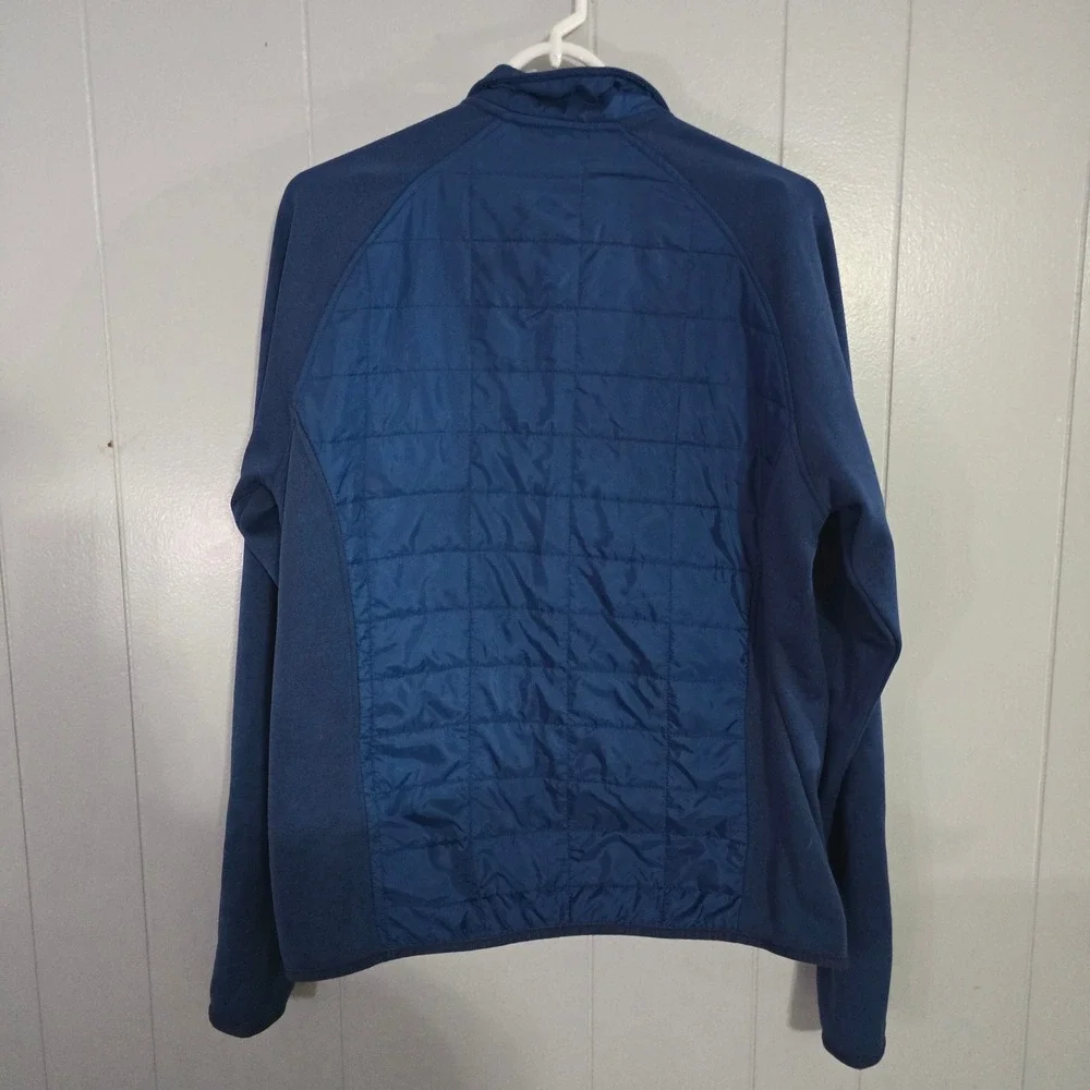 Orvis Hybrid Jacket Mens Medium Blue Quilted Fleece Full Zip‎ Mock Neck